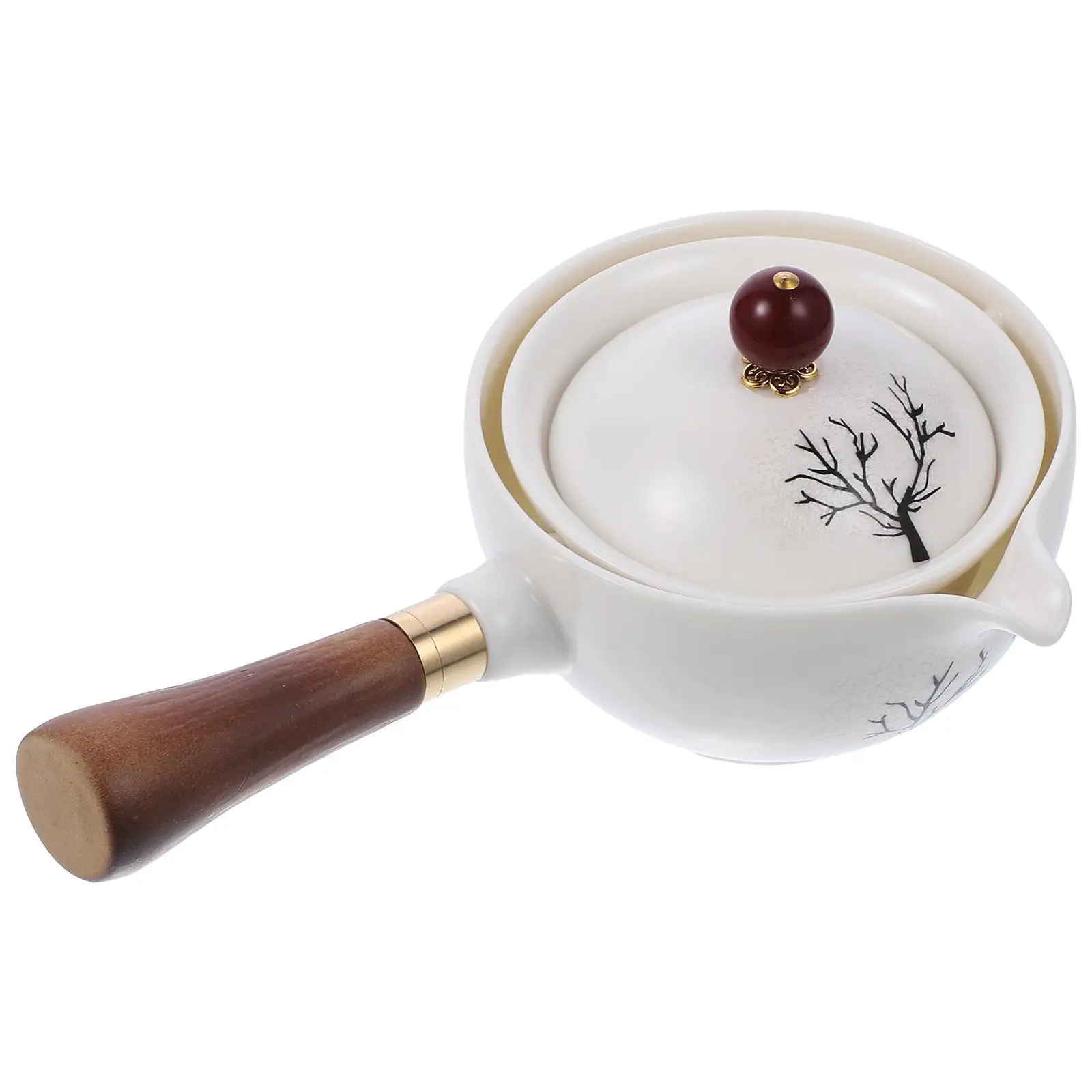 

Color Changing Cherry Blossom Teapot 360 Degree Rotatable Ceramic Side Handle Easy Clean Heat Resistant Traditional Chinese Tea