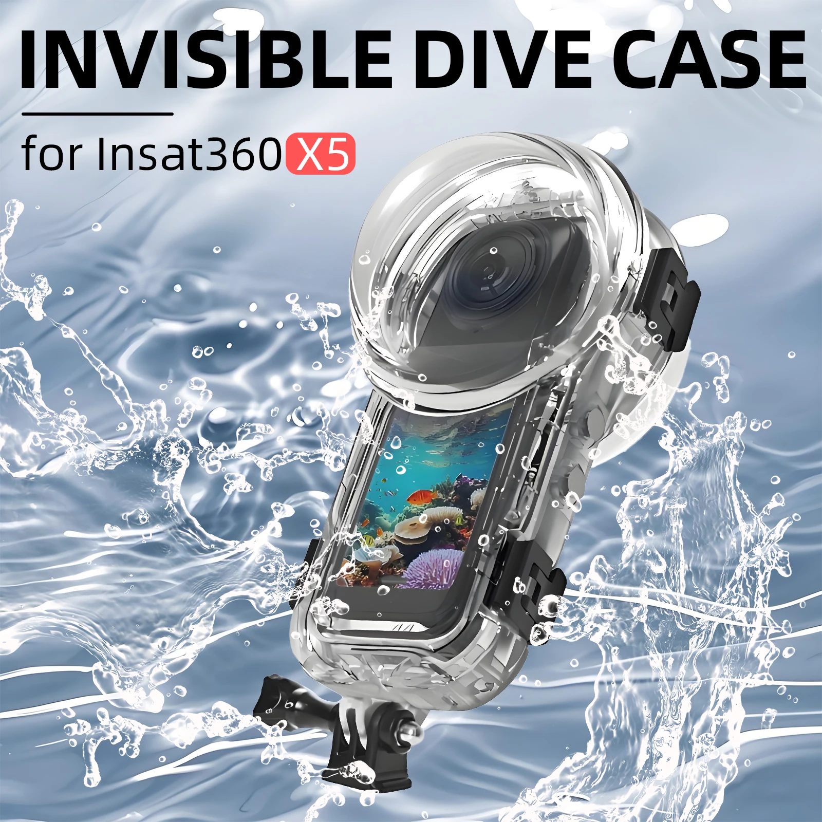 Dive Case for Insta360 X5, 60m/197ft Waterproof Housing Cover Invisible Underwater Diving Shell for Insta 360 X5 Accessories