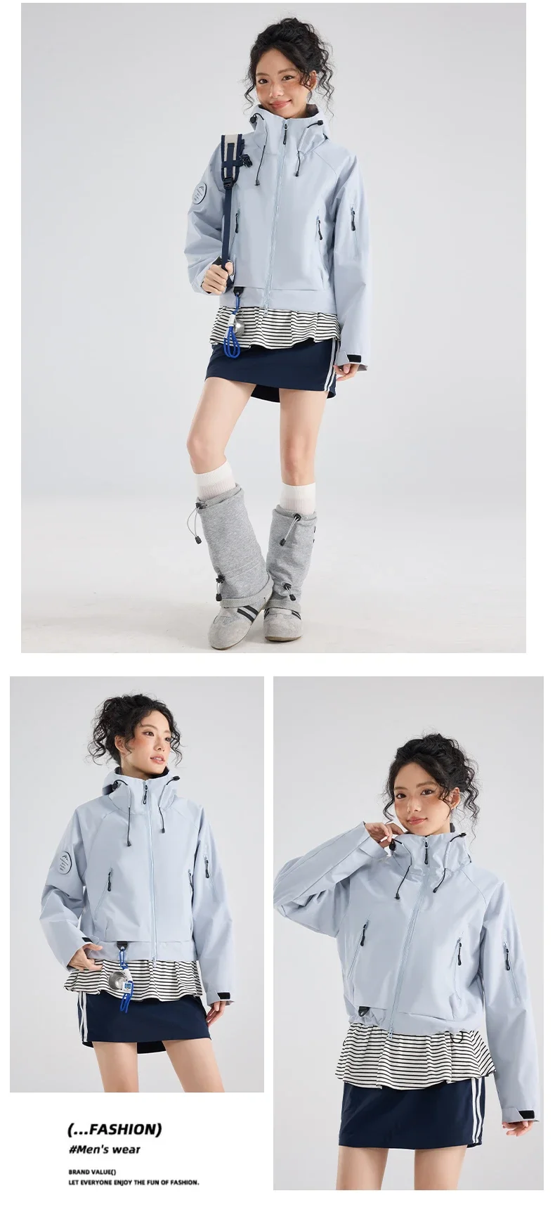 Leichte Winddichte und Wasserdichte Wanderjacke für Damen - Schlanke Passform Kurze Kapuzenjacke mit Lotusblatt-Technologie für Outdoor-Abenteuer – Detail 6