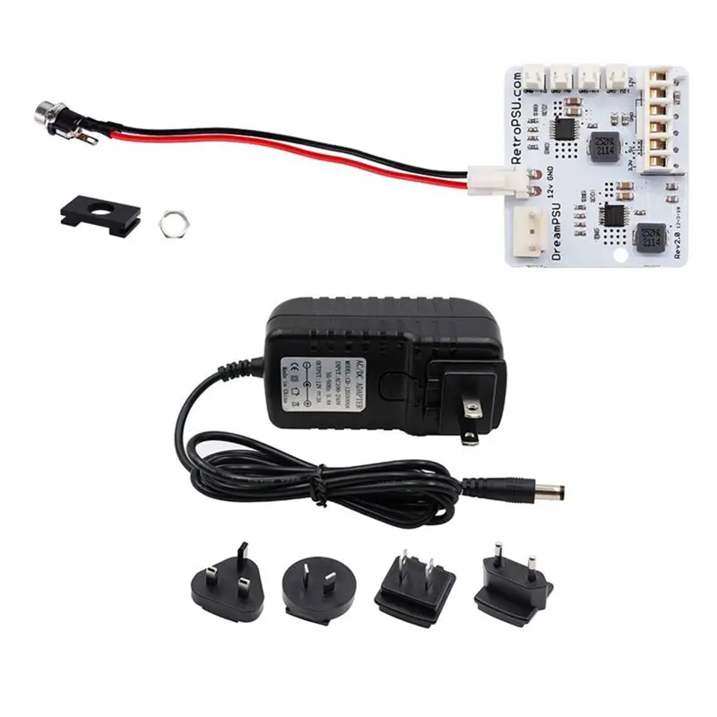 AEE7-For SEGA All Dreamcast Rev2.0 12V Dreampsu Replacement Power-Supply Board With AC 100-240V Adapter Power Plug