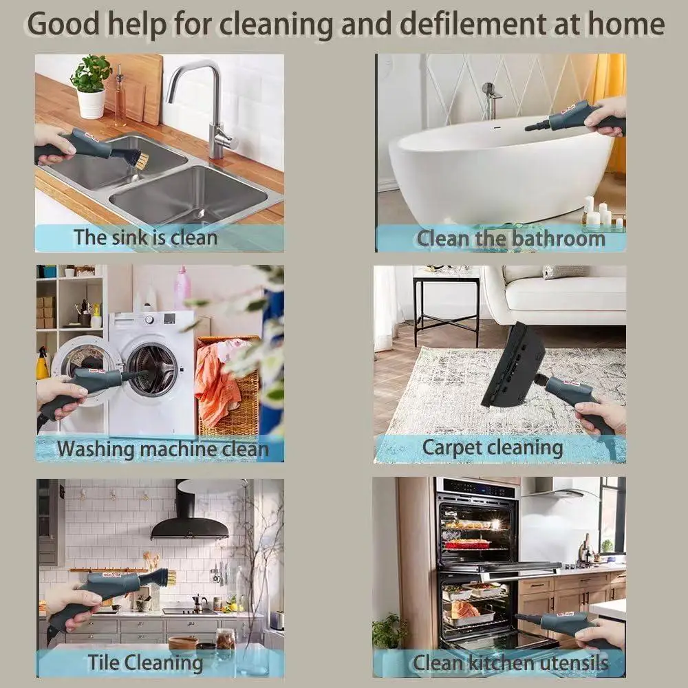 منظف بخار محمول بالضغط العالي 2500 وات قابل للتعديل للتحكم في البخار تسخين سريع لأثاث التنظيف المحمول والسجاد والمطابخ