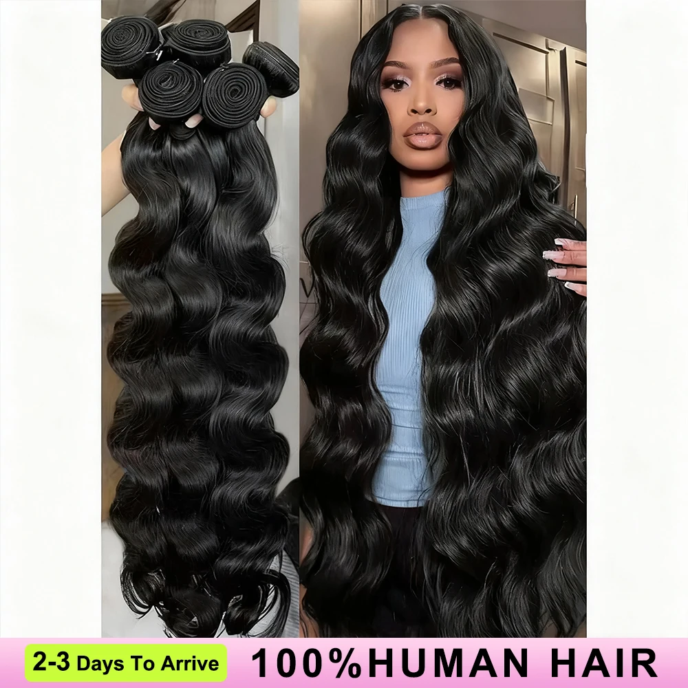 16A 30インチ、40インチのボディウェーブ人毛束、100%未加工人毛ヘアウィーブ、3～4ピースのナチュラルな未加工人毛エクステ