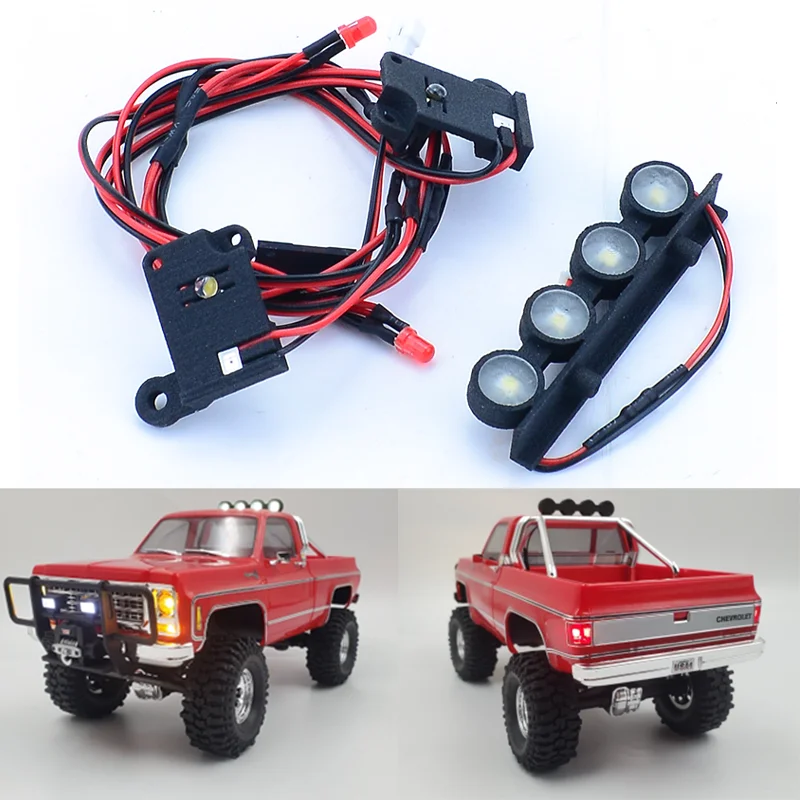 TRX4M Climbing Car LED Front and Rear Lights Roof Round Light for 1/18 RC Crawler Car Traxxas TRX4-M Chevrolet K10 Upgrade