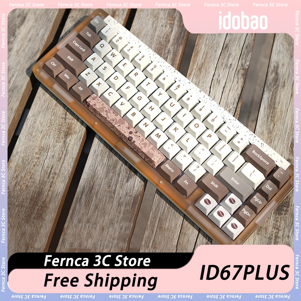 

Idobao ID67PLUS Mechanical Keyboard Metal Three Mode Hot Swap Wireless Gaming Keyboard RGB Backlight PC Game Accessories Gift