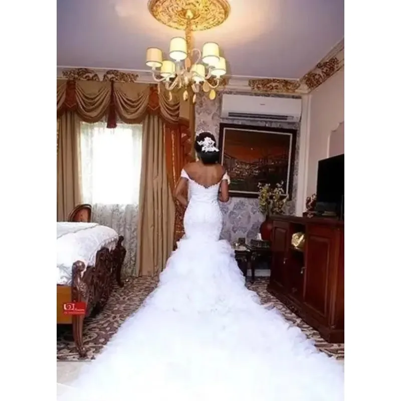 맞춤 제작 고품질 신상 머메이드 레이스 트레일링 여성 웨딩드레스 신부 드레스