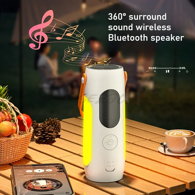 Nova lâmpada dobrável para acampamento ao ar livre com iluminação de grande capacidade alto-falante Bluetooth recarregável pendurado ou em pé