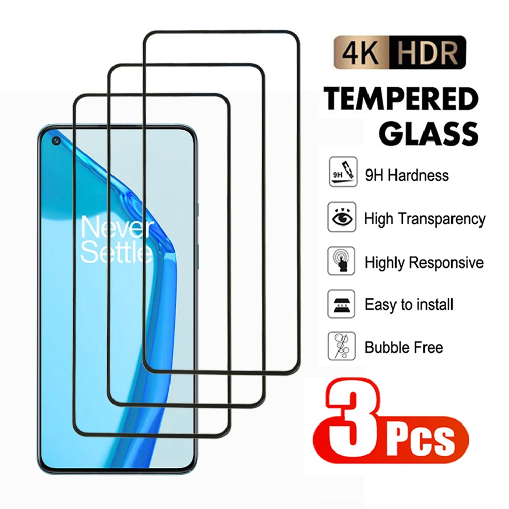 3Pcs Protecto For Oneplus 7 8 9 7T 9R 9RT 10R 10T Tempered Glass Oneplus Ace 2V Pro Nord  Screenr Full coverTransparent Film