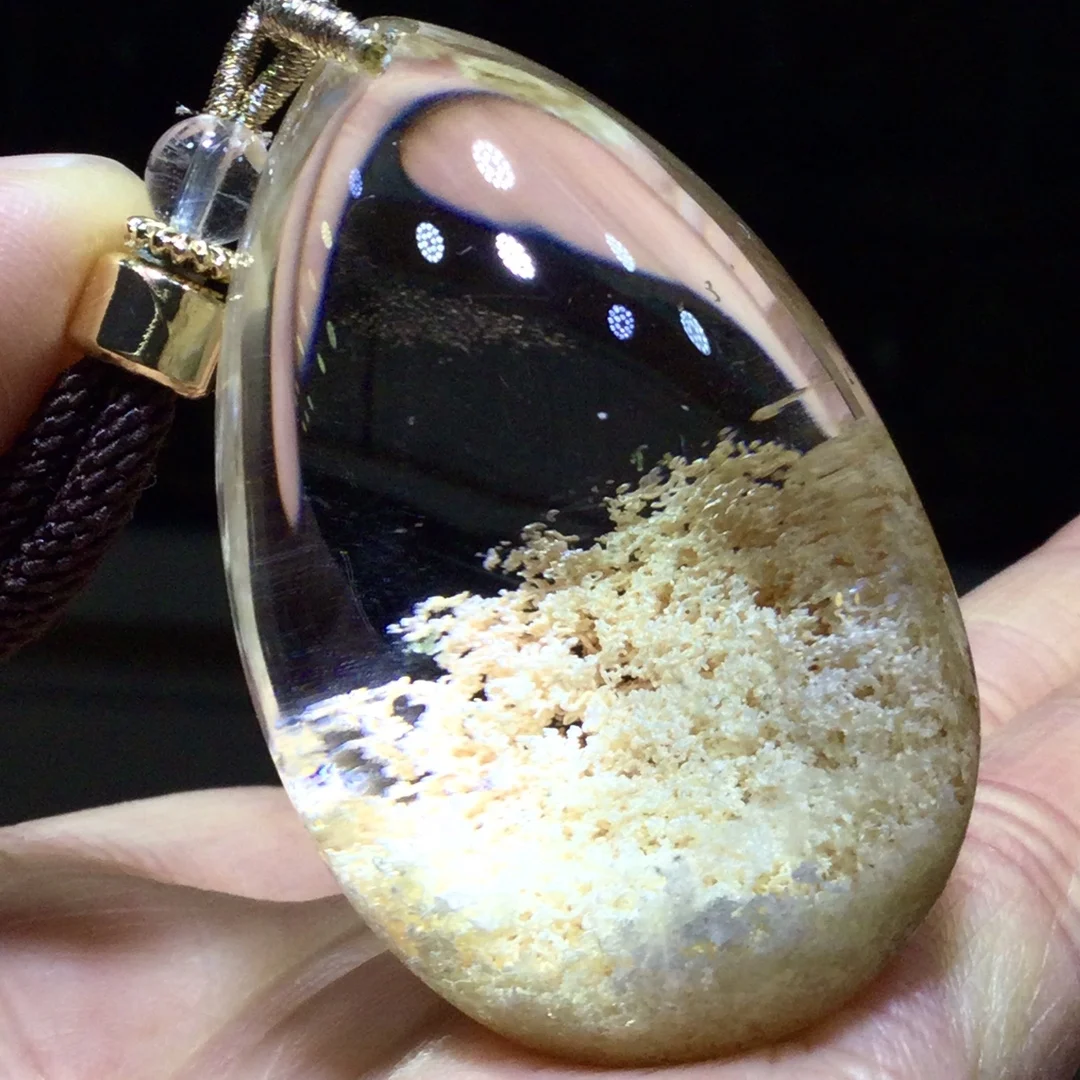 

Natural White Phantom Quartz Pendant Jewelry 47*30*23.5mm Women Men Necklace Water Drop White Phantom Rare Garden AAAAAA