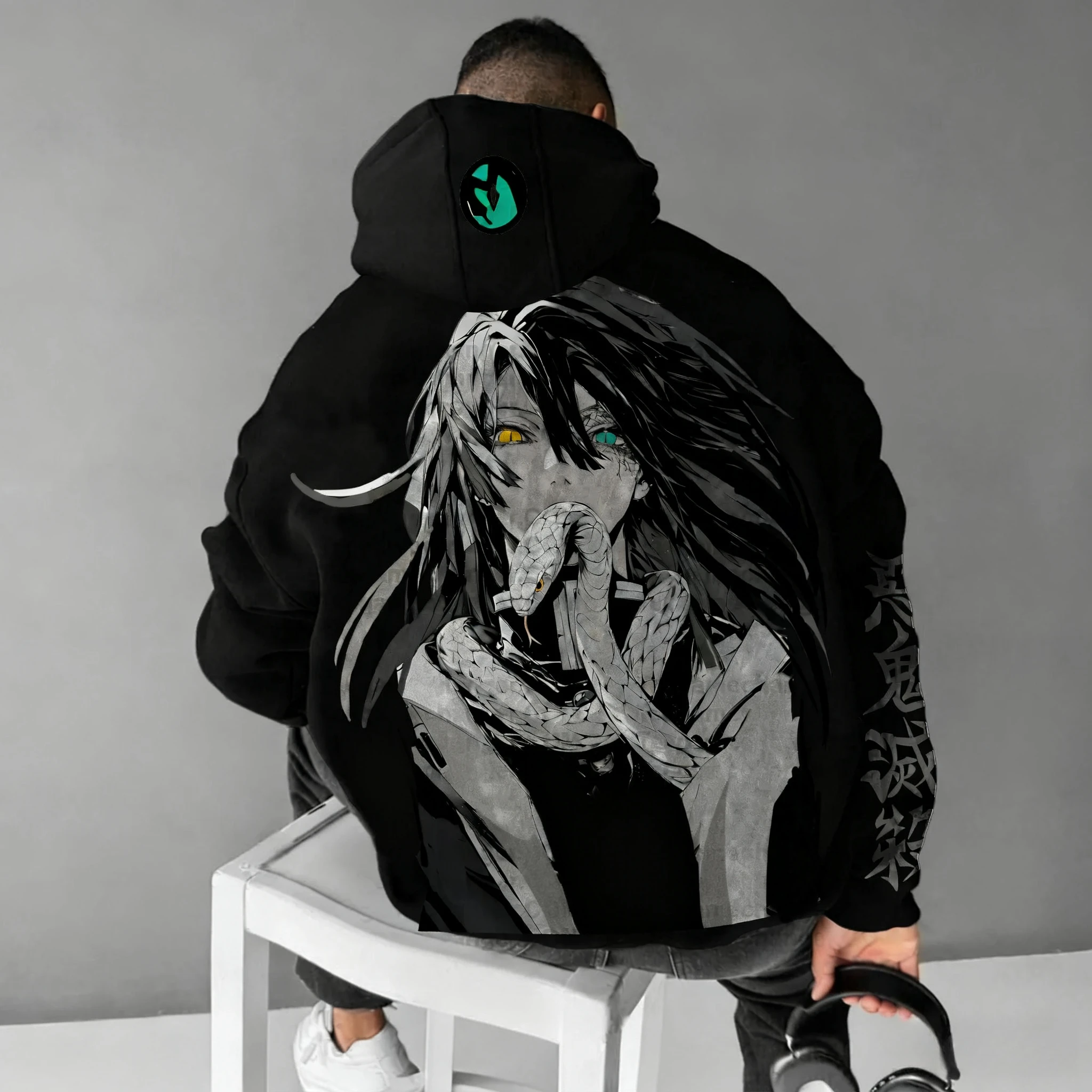 Demon Slayer Anime Herbst/Winter Hoodie 2025, Herren New Iguro Obanai, bedruckt, Harajuku, lässig, locker und vielseitig, Eltern-Kind-Top