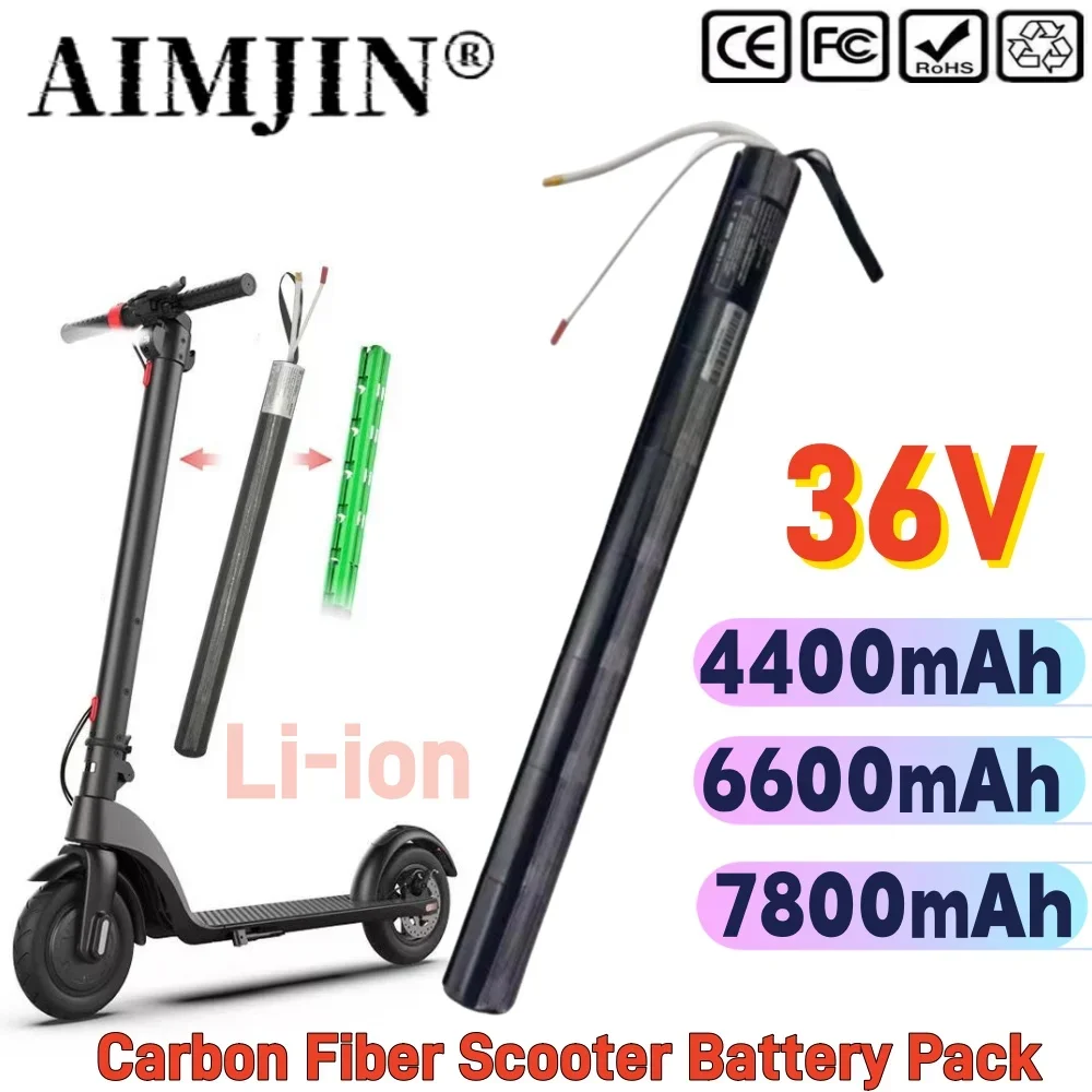 100% New 36V 4400/6600/7800mAh High-capacity Li-ion Battery Pack for Carbon Fiber Electric Scooter