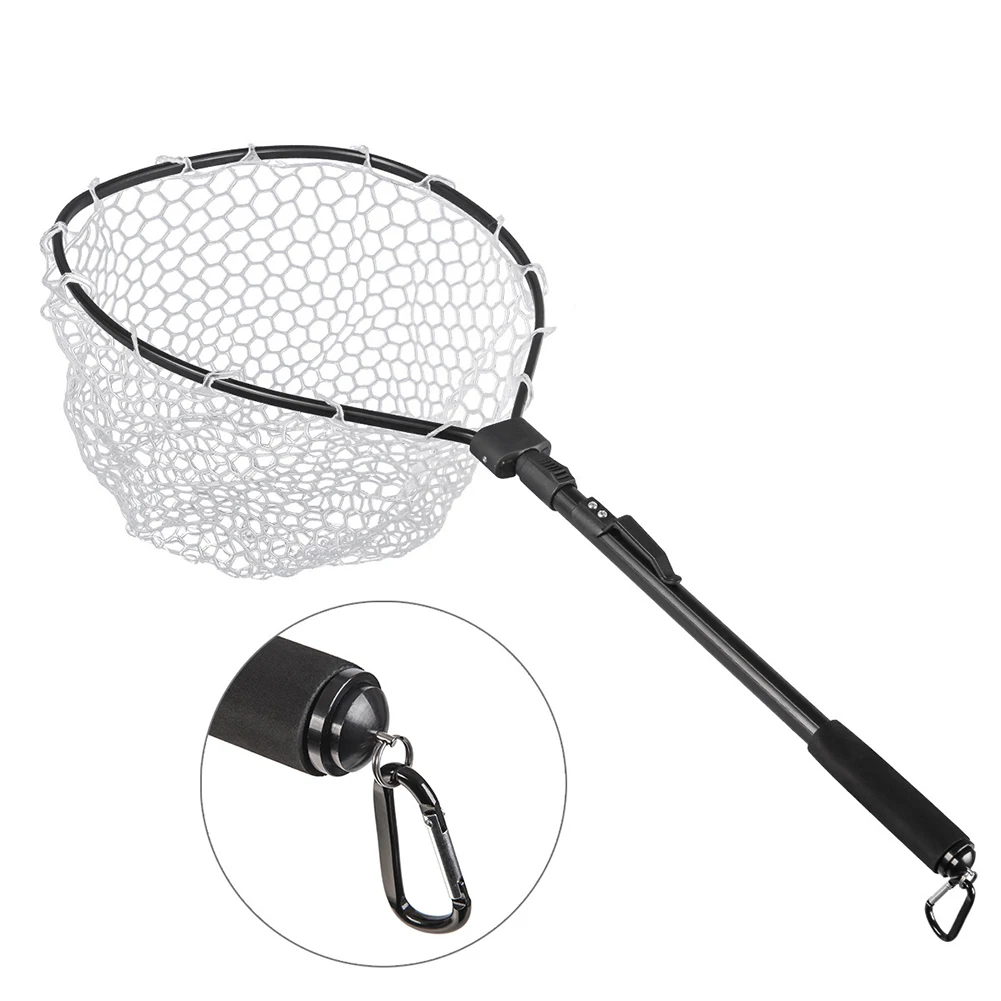 

Fishing Net Aluminum Alloy 1.48ft-2.79ft Telescoping Fish Landing Net With Magnetic Release Carabiner Rubber Net For Stream Rive