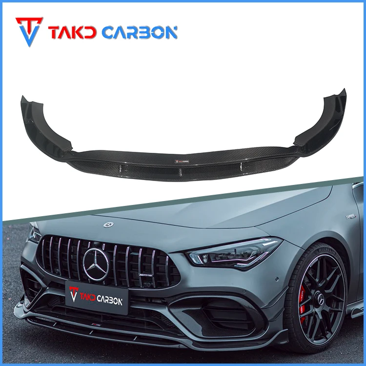 Factory Wholesale Dry Carbon Fiber Material Car Auto Parts Front Bumper Lip For Mercedes BENZ AMG CLA45 2020-2023