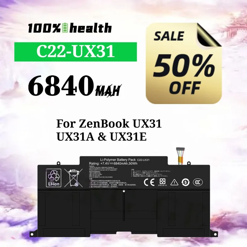 

C22-UX31 6840mAh Laptop Battery for ASUS ZenBook UX31/UX31A/UX31E Lithium Rechargeable Battery
