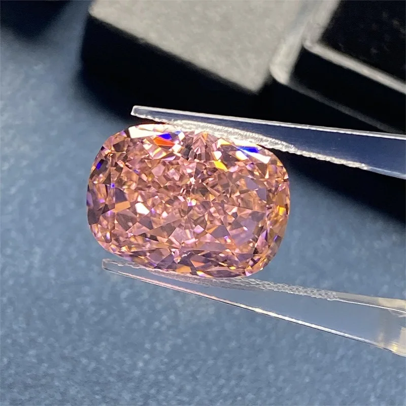 Pink Cushion  Crushed Ice Cut High Carbon Diamond 11X15mm Cubic Zirconia for Custom Jewelry Making