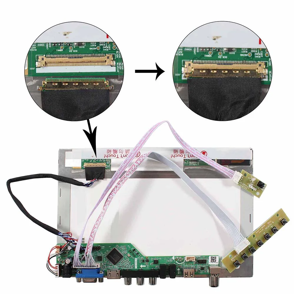 TV HD MI VGA AV USB AUDIO LCD Controller Board For 10.1inch LTN101NT02 B101AW03 1024X600 LCD