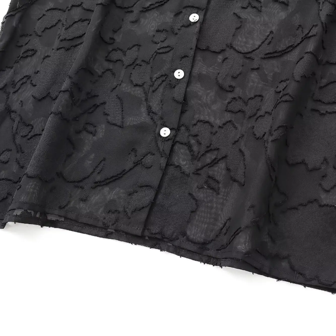 JNLEAOG Autumn New Women's Semi-Transparent Printed irt Flower Burning Print Polyester Fiber Long Sve Girls' irt