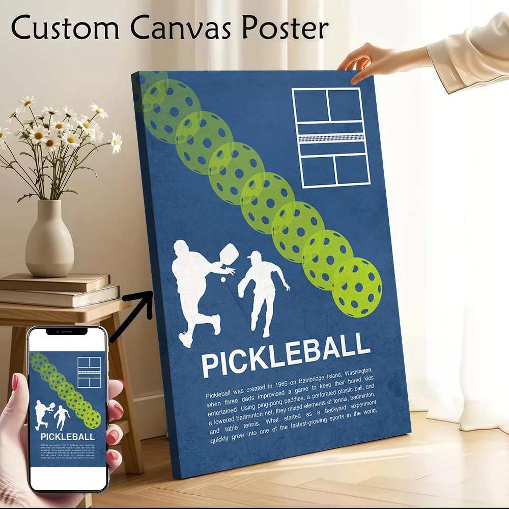 Vintage Pickleball–The History of Pickleball Canvas Poster Wall Art Customizable High Quality Printed Picture for Bathroom Decor