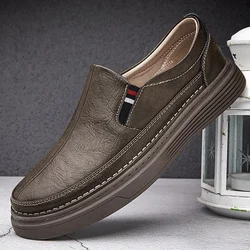 Zapatos Oxford de primavera para exteriores, suelas de masaje cómodas, zapatos informales, mocasines para hombre, zapatos de cuero genuino de suela plana de alta calidad