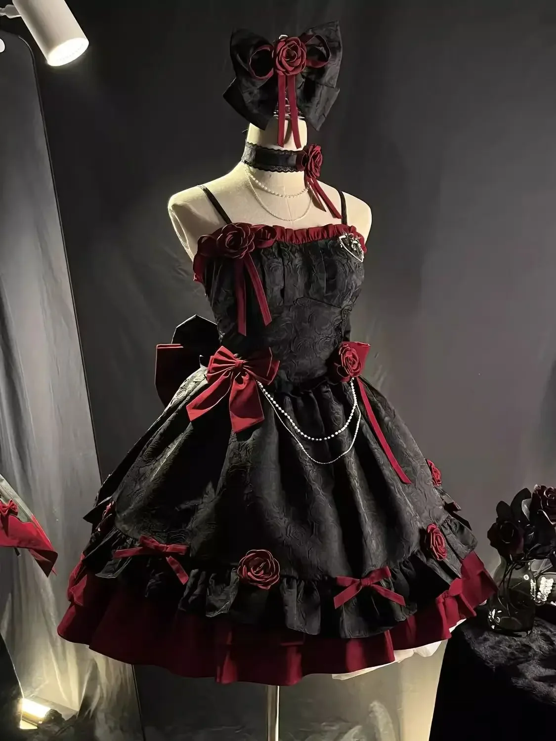 

Women Heavy Industry Fluffy Birthday Princess Dress Gothic Lolita Y2k Black Red Romantic Dress Lolita Girls Cosplay Jsk Dresses