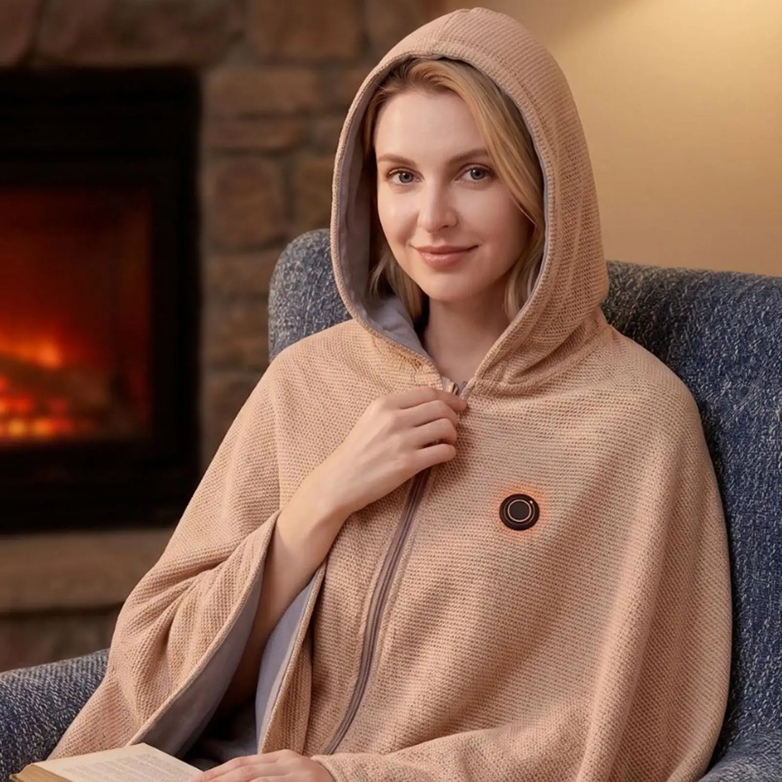 Heated Shawl Wraps For Women USB-Powered Hooded Blanket Wearable With 3 Heat Settings Electric Heating Shawl For Travel Birthday