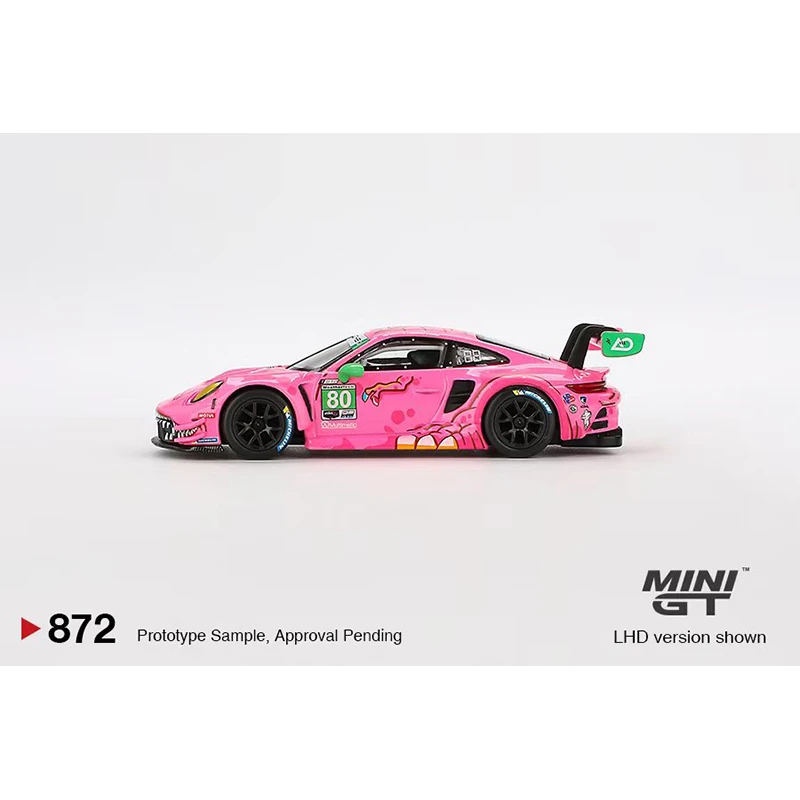 ما قبل البيع MINIGT 872 1:64 992 GT3R # 80 AO Racing 2023 IMSA Pink Diecast Diorama Model Collection Toys