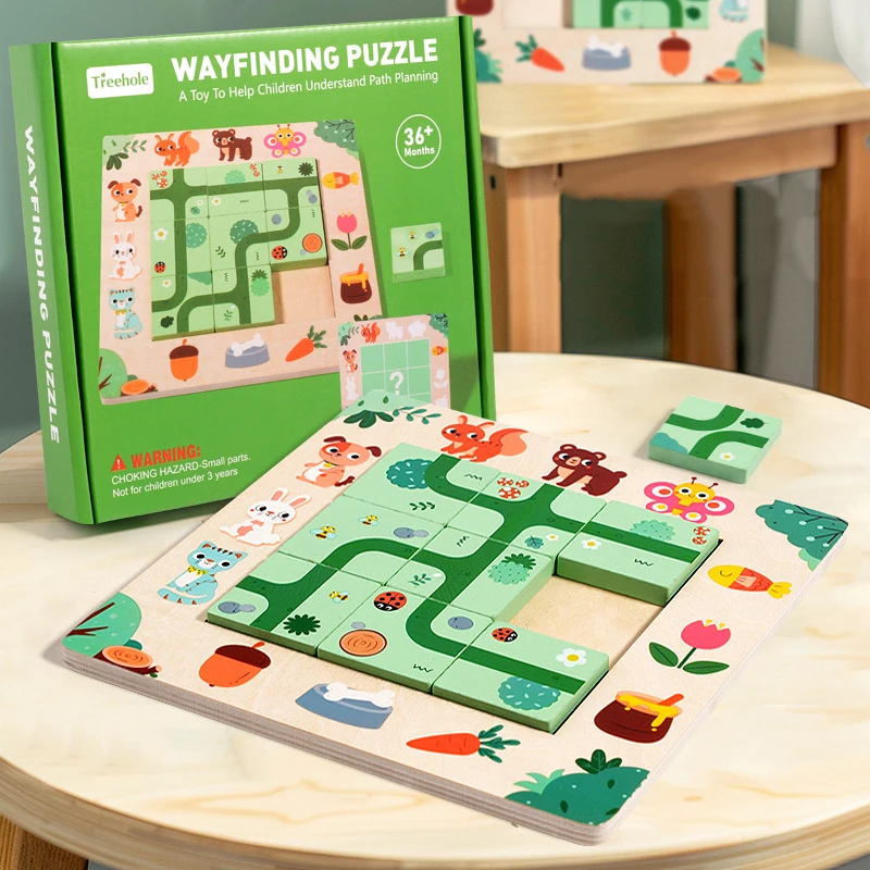 

Деревянный лабиринт с поиском маршрута, настольная игра-головоломка, тренировка логического мышления, развивающая игрушка для детей