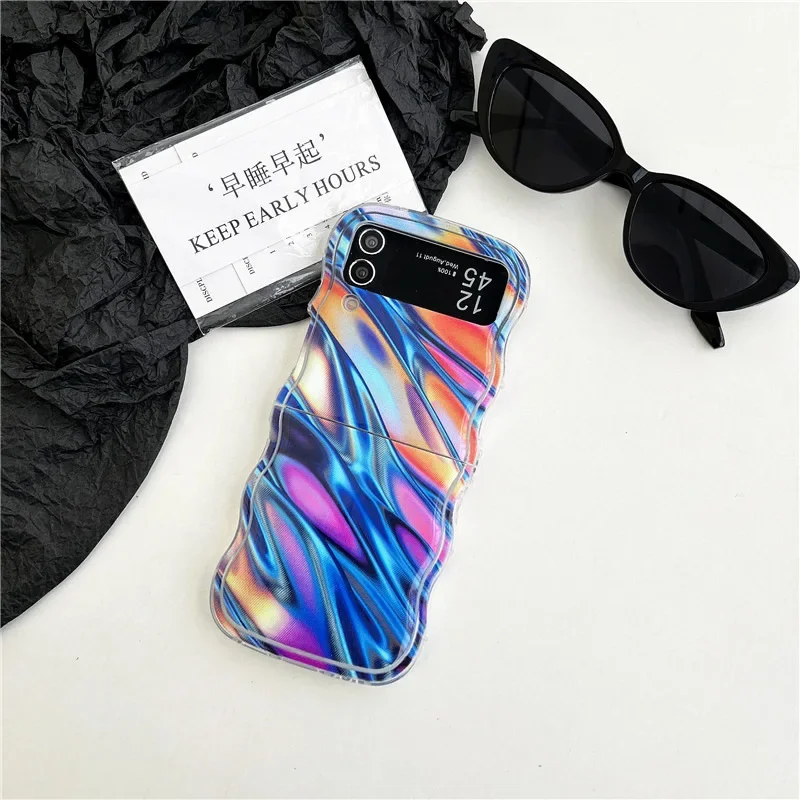 Цветной чехол для телефона с рисунком в воде для Samsung Galaxy ZFlip3 ZFlip4 ZFlip5 ZFlip6, жесткая задняя крышка из поликарбоната для Z Flip 6, чехол