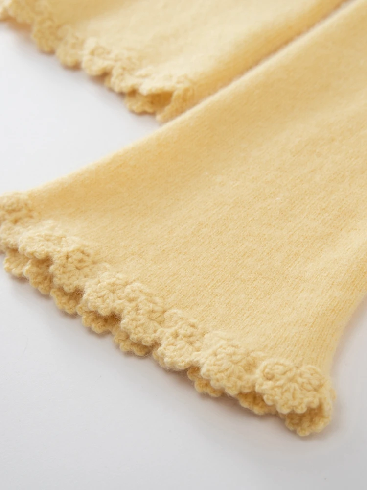 

Women's Cashmere Sweater Hooded Lace Flare Sleeve Cardigan Autumn Winter 100% Cashmere Knitwear Thin Lady Style Female Clothing