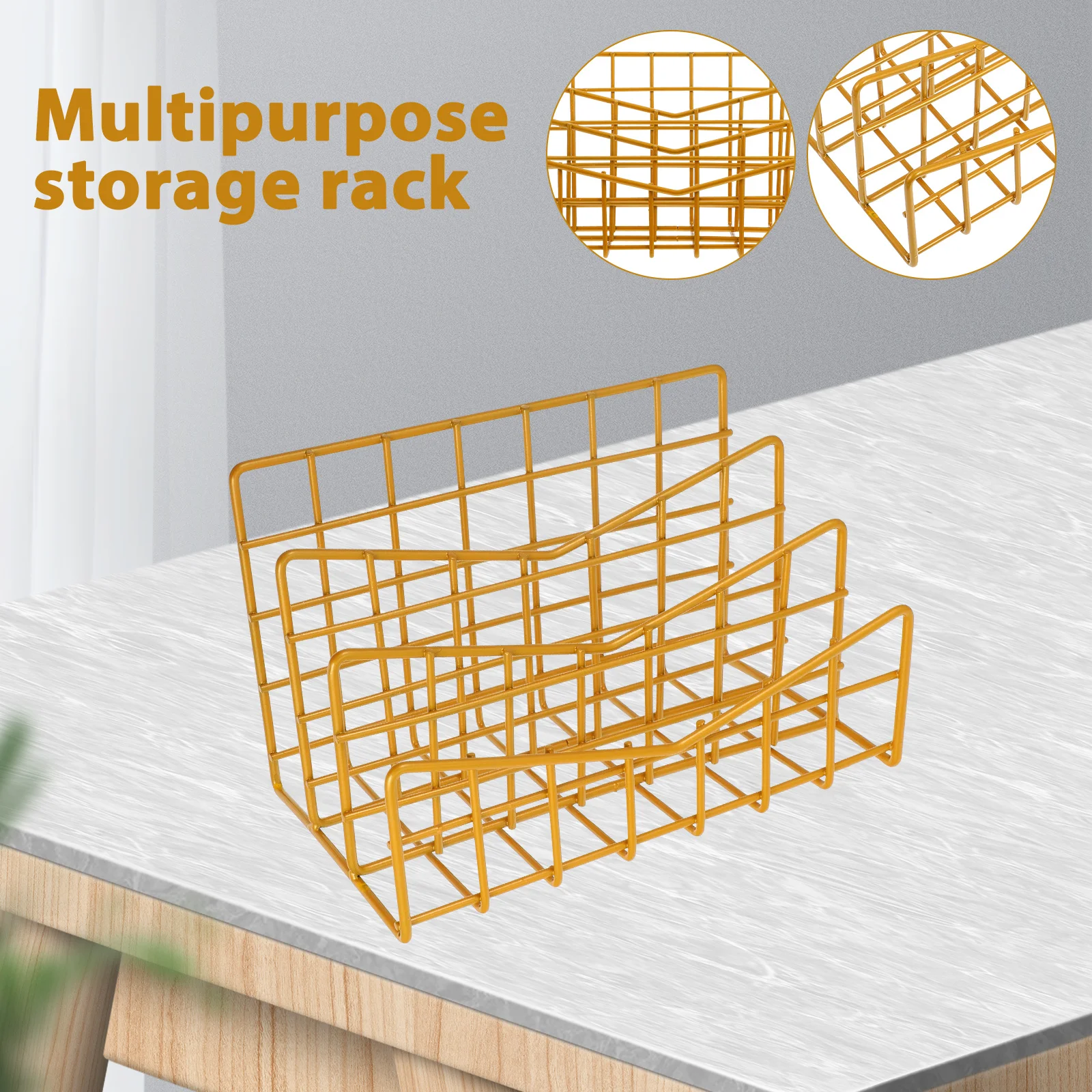 1 pc File Storage Rack Metal Mail Sorter With Card Slots Smooth Surface Book Shelf Magazine Holder Multipurpose Storage