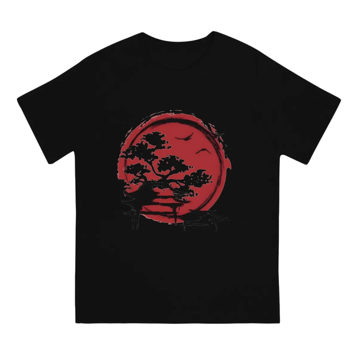 Live In Nature Between The Walls Of Chinese Architecture Enso Circle And Bonsai  Men T Shirt Cotton Fashion O-Neck TShirt Tops