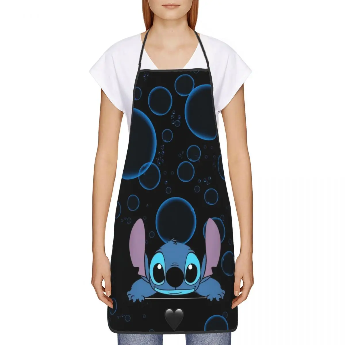 Custom Funny Blue Light Art Stitch Bib Aprons Men Women Unisex Kitchen Chef Cartoon Tablier Cuisine for Cooking Baking Painting