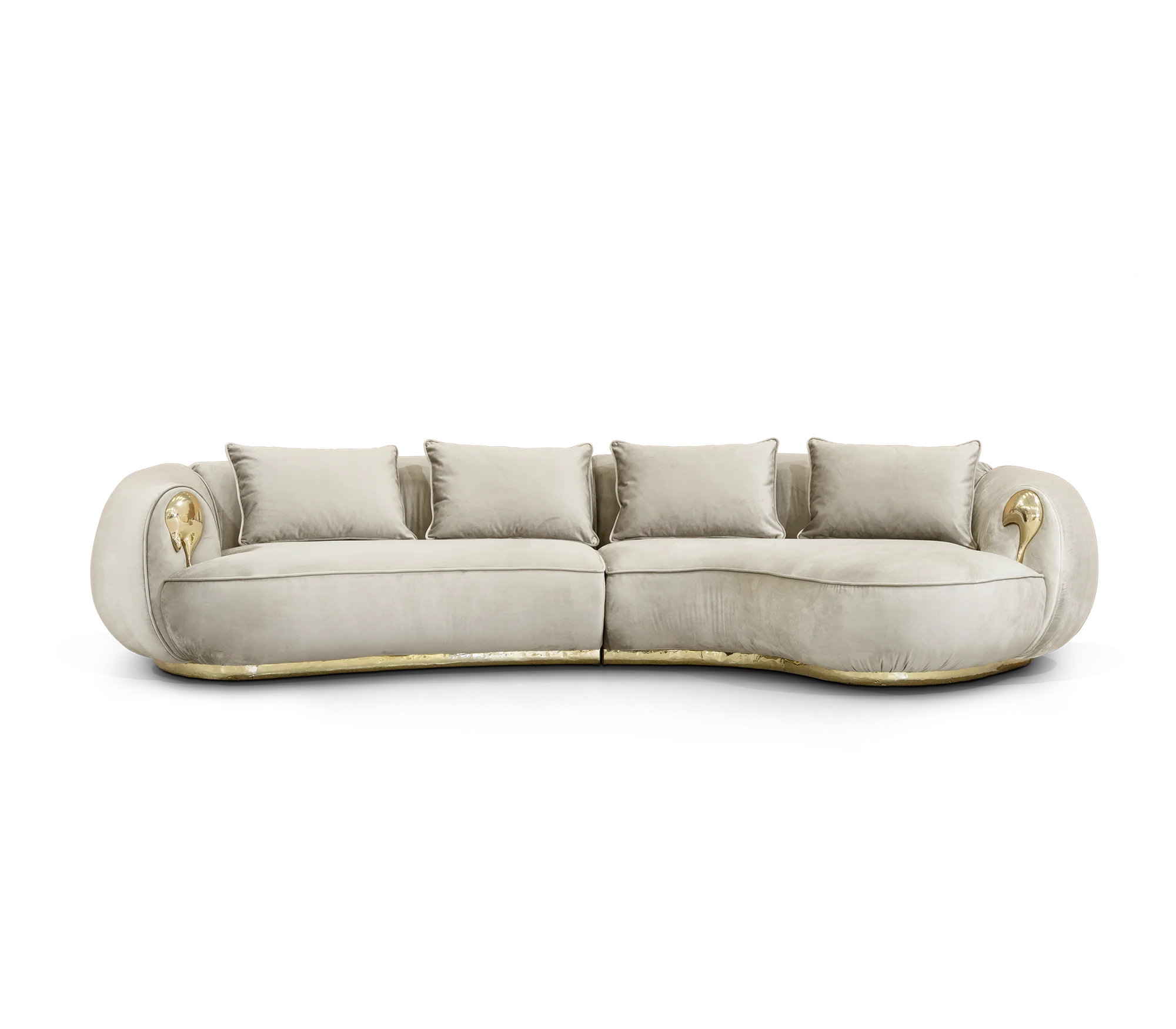 

// Italian Designer Luxury Furniture Sofas Modernos High End Villa Living Room Set Curved Sofa Leather Fabric Brass Corner Couch