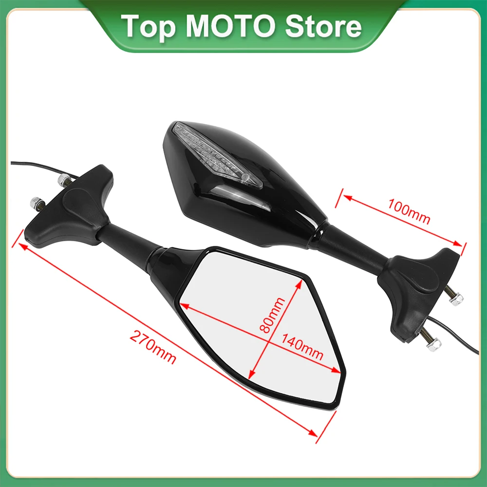 Universal Motorcycle Rearview Mirror With LED Turn Signal Indicators For Honda CBR 250 Hyosung GT125R Kawasaki Z750S