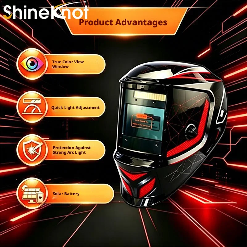 SHINEKNOT New Solar Powered Large Window Automatic Dimming Welding Protective Mask With Head Mounted Welding Cap