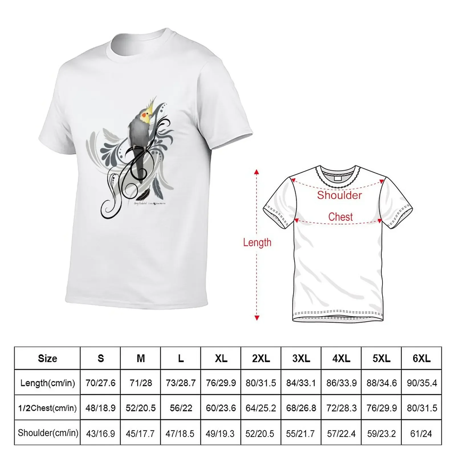 Gray Cockatiel T-Shirt oversized for a boy kawaii clothes workout shirts for men