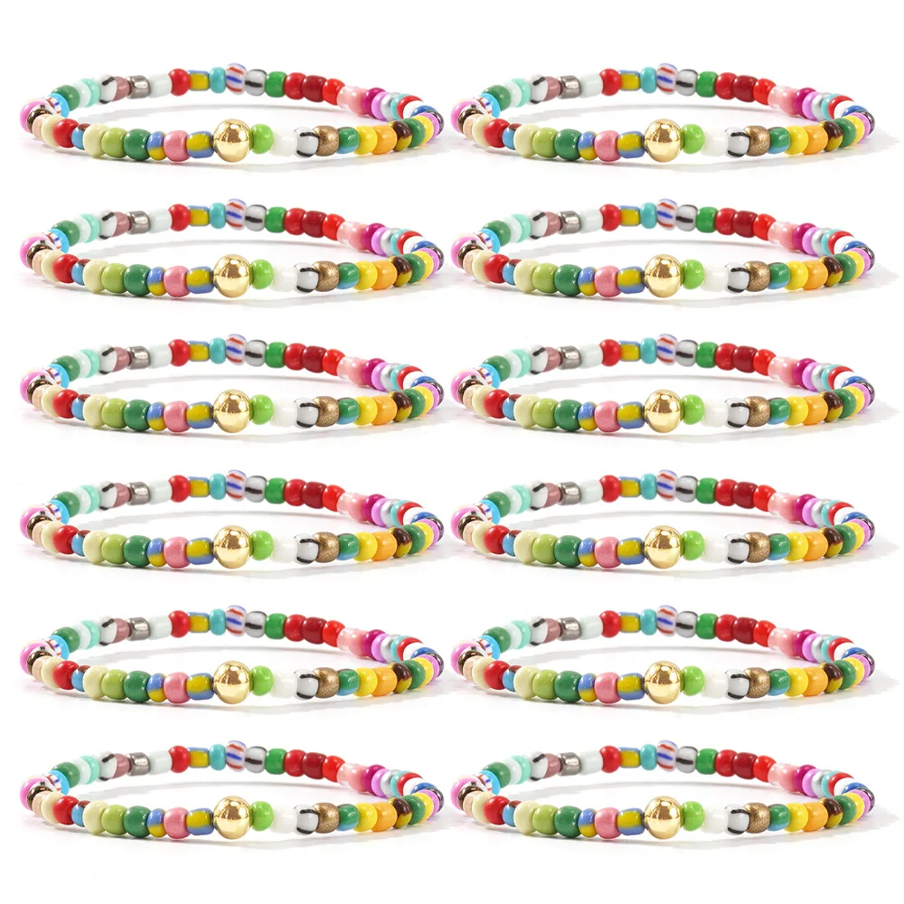 

Beaded bracelet Chroma Bohemia Elastic force Hand knitting Adjustable Female Originality Fashion Simple Rice bead bracelet