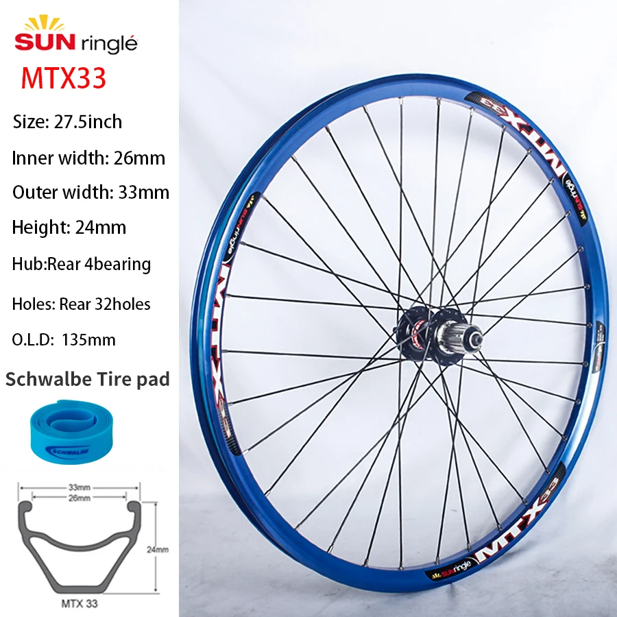 Sunringle 27.5inch Mountain bike wheel set MTX33 MTB Aluminum