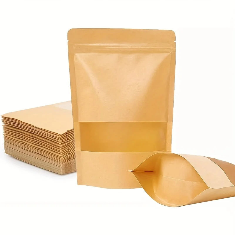 

25шт бумажные пакеты на молнии с окном | Многоразовый, герметичный, прочный для домашнего или коммерческого использования, идеально подходит для сухих цветов