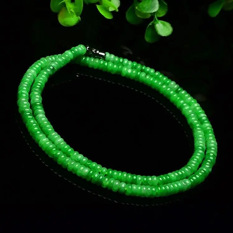 

Natural Myanmar Jadeite Green Burmese Emerald Necklace Women Genuine Grade A Burma Jade Beads Spacer Beaded Necklace