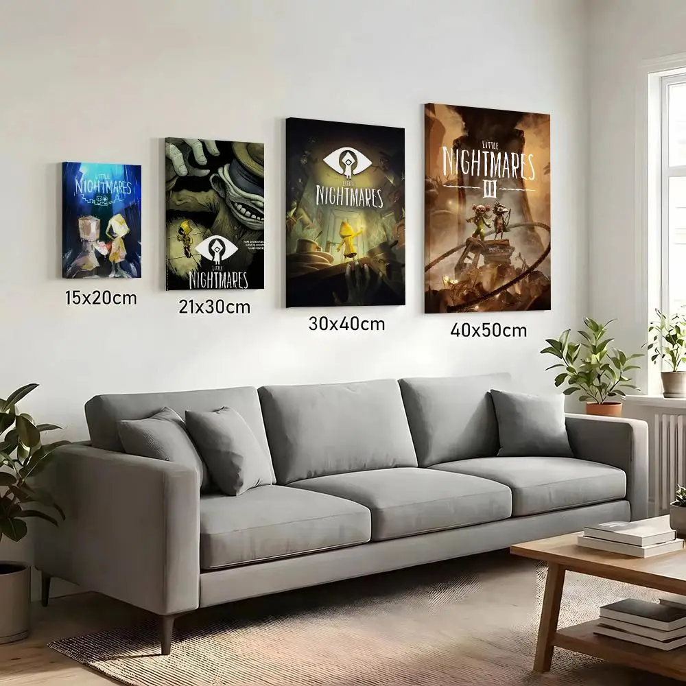 L-Little Nightmares Game Painting Calligraphy HD Canvas Print Poster Wall Art | Optional Frame | Modern Hallway Decor