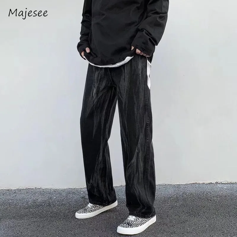 Jeans Men Vintage European Style Hip-hop Chic Handsome Temperament All-match High Street Ins Cozy Charming Straight Trousers New