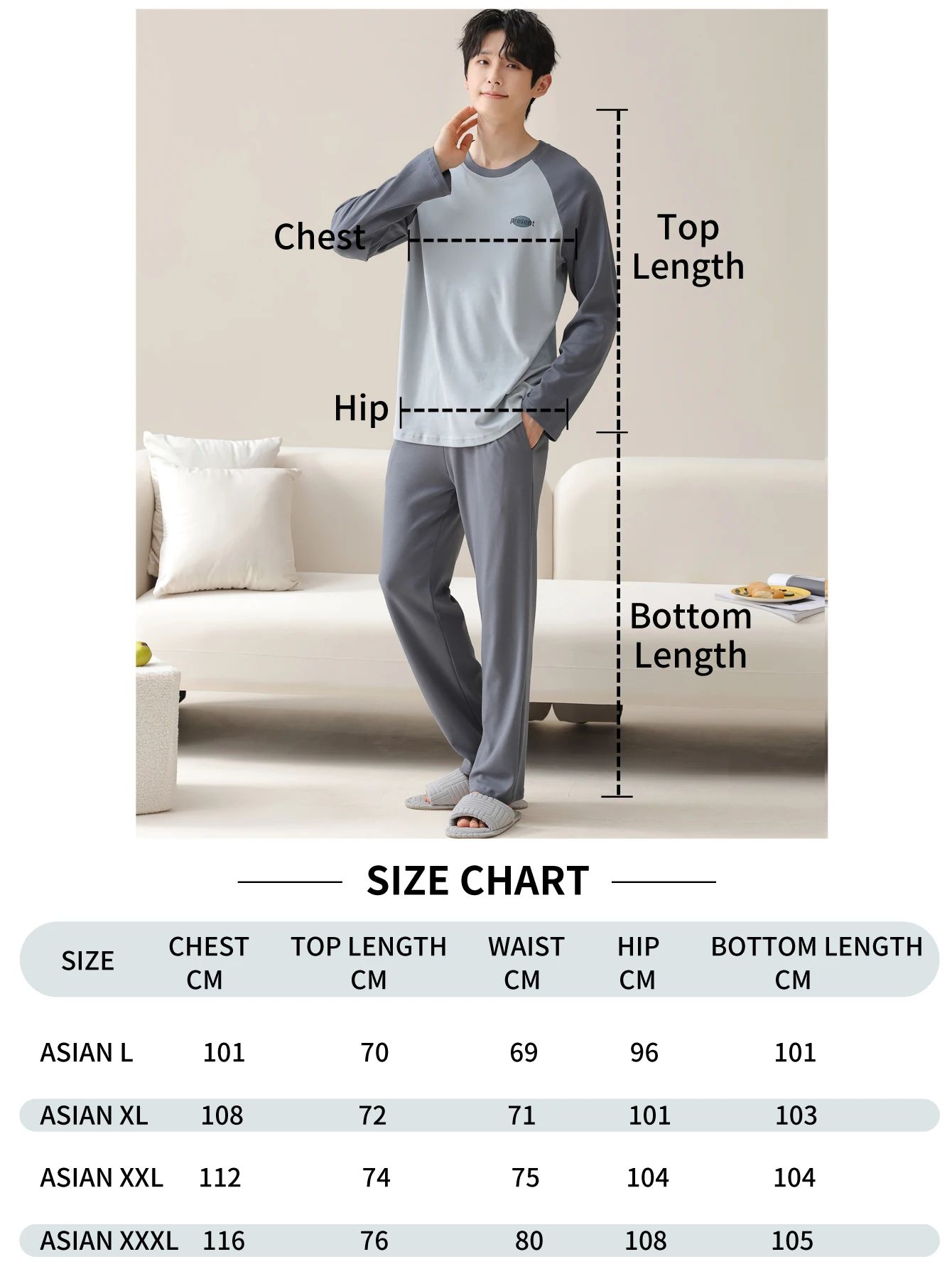 Men's 100% Cotton Long Sleeved Four Season Plus Size Men's Sleepwear, Teenage Pure Cotton Home Suit Set for Warmth