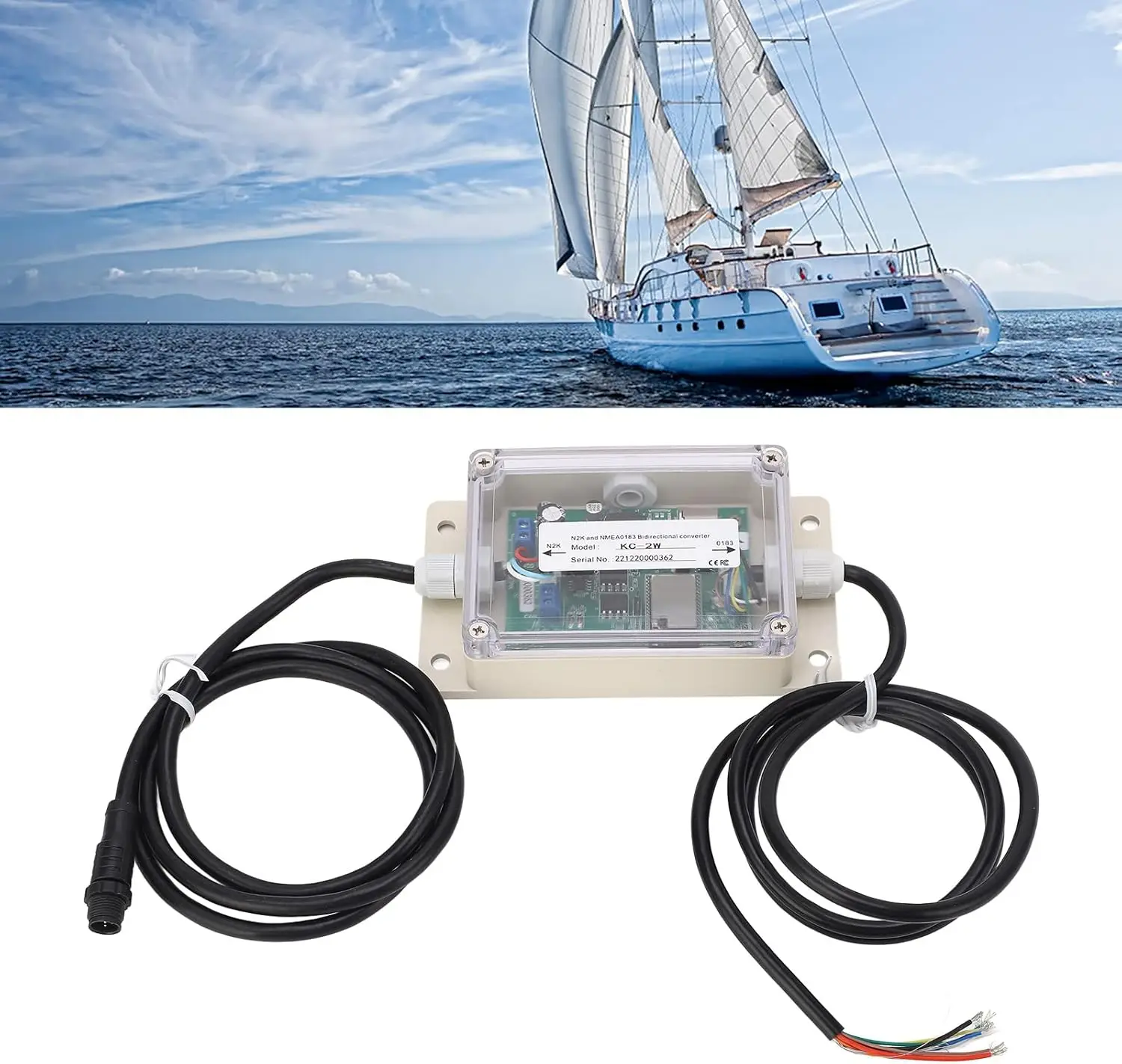 

NMEA 0183 to 2000 Converter, Bi Direction Converter Module NMEA2000 and NMEA0183 IPX67 Waterproof DC 9‑30V ONWA KC‑2W
