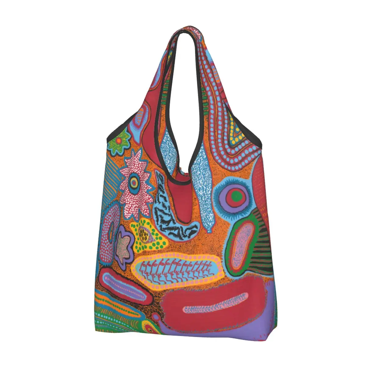 Funny Yayoi Kusama Abstract Art Shopping Tote Bags Portable Groceries Shopper Shoulder Bag