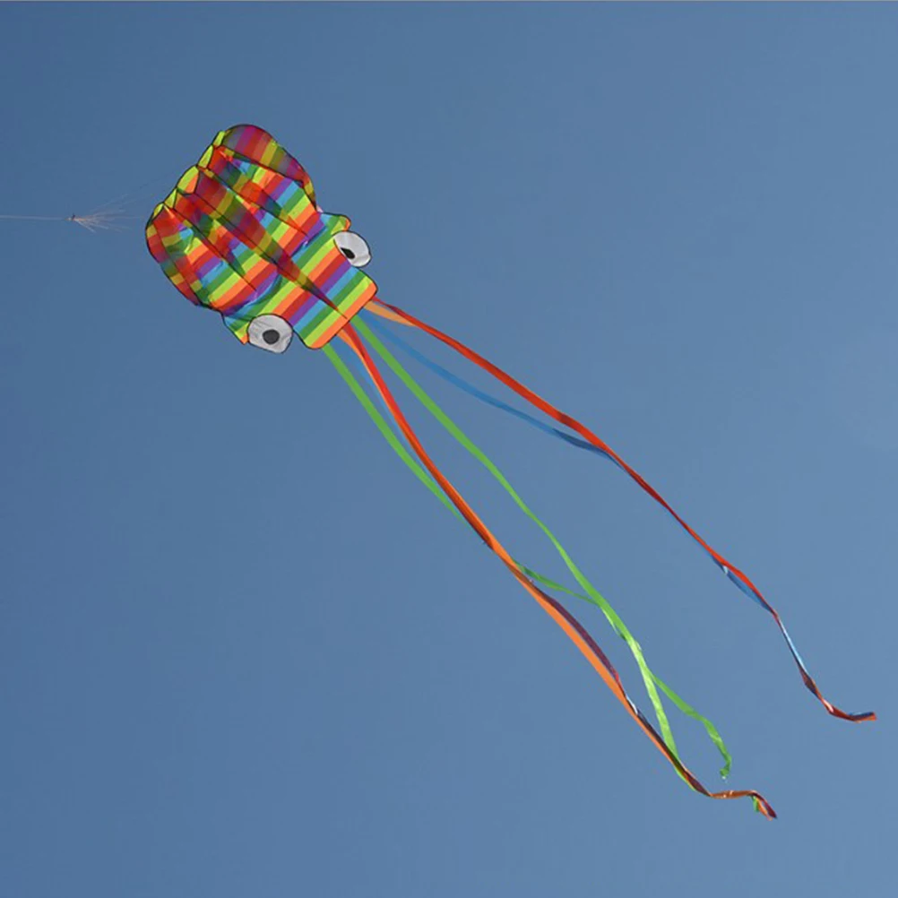 

5m Octopus Portable Kite Toy for Kids and Children Outdoor Games Activities with 100m String Boards (Rainbow)