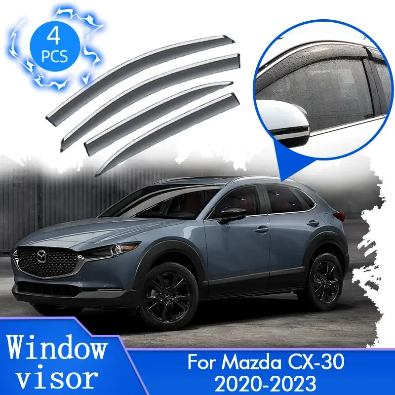 

Для Mazda CX-30 CX30 CX 30 DM 2020 2021 2022 2023 автомобильный боковой дефлектор для вентиляционного отверстия, солнцезащитный козырек, защита для тента, аксессуары