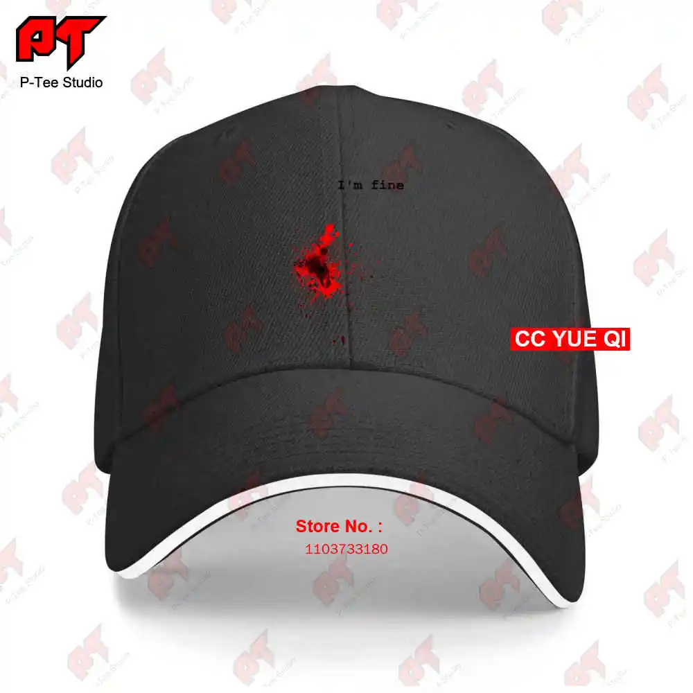 I'M Fine Blood Stain Splatter Halloween Gunshot Stab Wound Baseball Caps Truck Cap FKPF