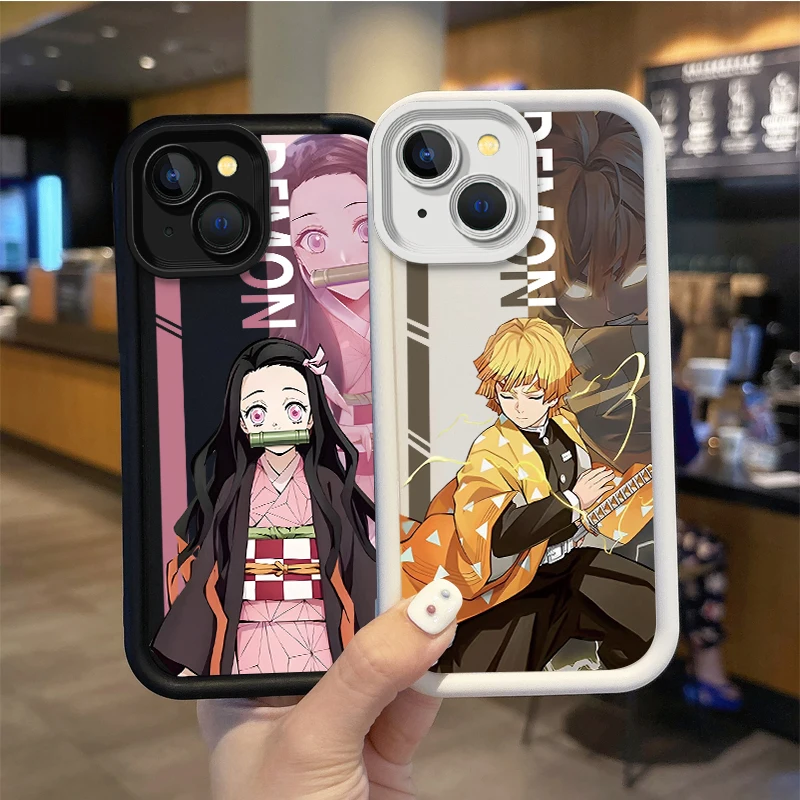 Anime Demon Slayer Kamado Nezuko funda de teléfono para iPhone 16 15 14 13 12 11 Pro Max 16 15 14 8 7 Plus X XS Max 8 7 FE funda de silicona