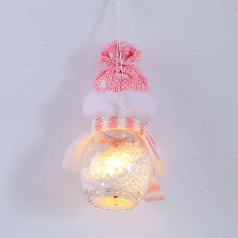 

Transparent Christmas Luminous Snowman Decor Plastic Handmade Snowman Glowing Jar Pendant with Lights Elegant