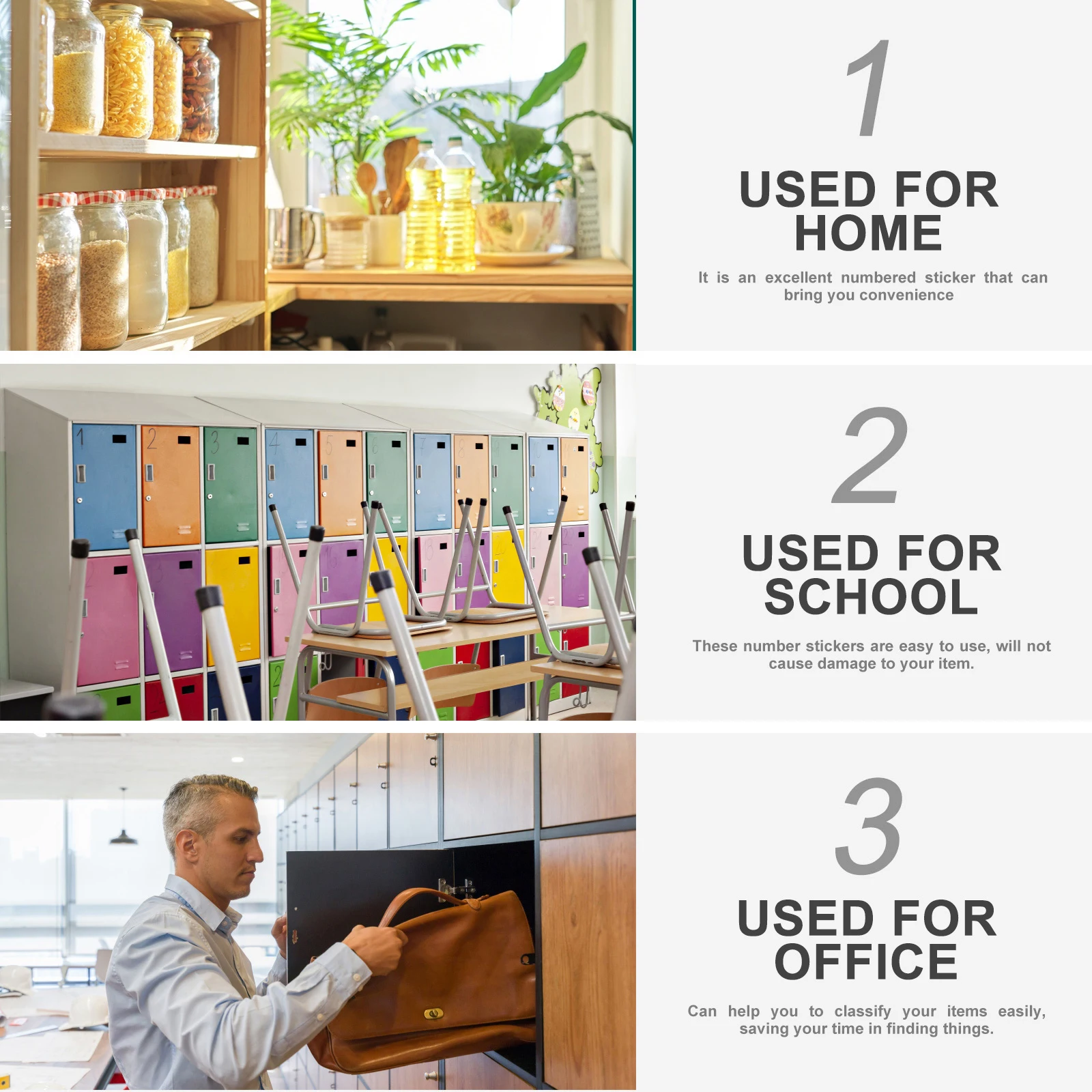 

Rectangular Number Stickers Small PVC Self-Adhesive for Home Kitchen School Office Organization Number Stickers